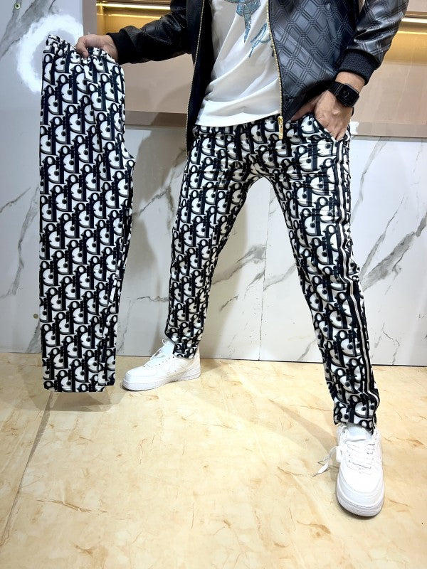 Christian Dio R Imported All Over Monogram Digital Printed Soft Lycra Fabric Very Premium Joggers