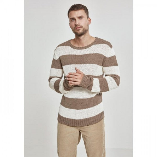 ZAR A PREMIUM KNITTED STIRPES PULL OVER BROWN