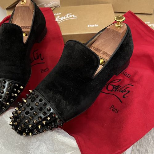 CHRISTIAN LOUBOTIN BLACK SPIKED PREMIUM PARTYWEAR LOAFER