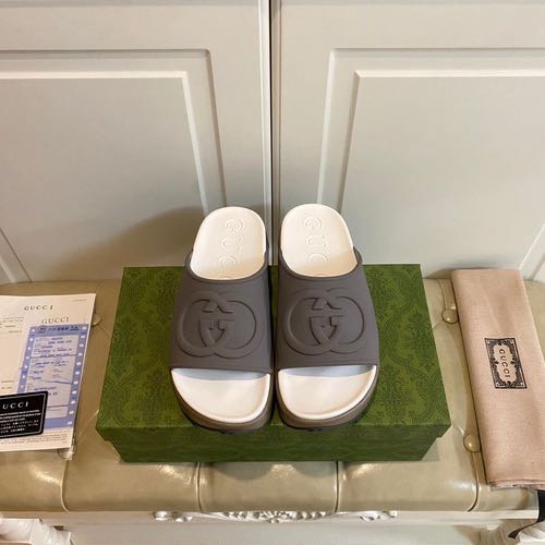 Gucci Interlocking G White Grey Premium Slide