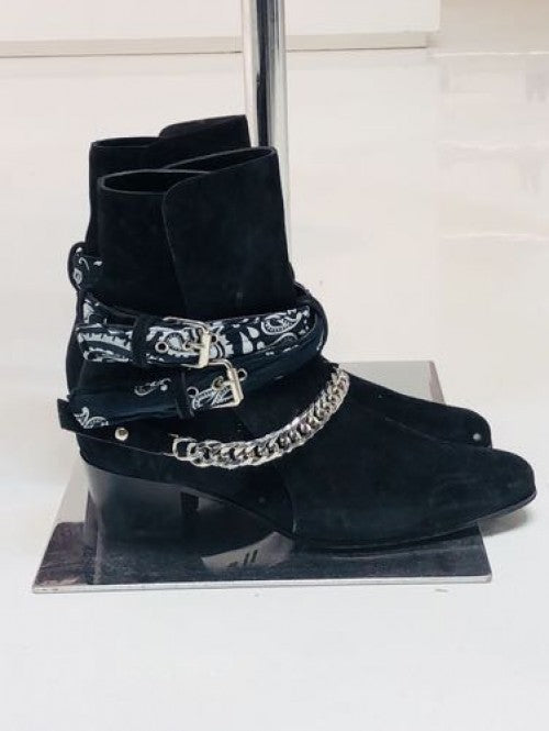 AMIR_I BANDANA TRIMMED BLACK ANKLE BOOT
