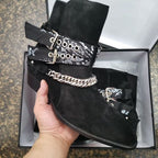 AMIR_I BANDANA TRIMMED BLACK ANKLE BOOT