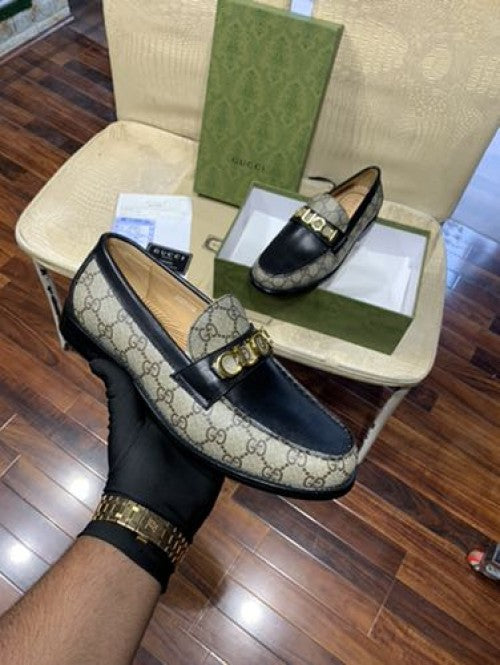 GUCC_I LOGO BLACK MONOGRAM PREMIUM LEATHER LOAFER