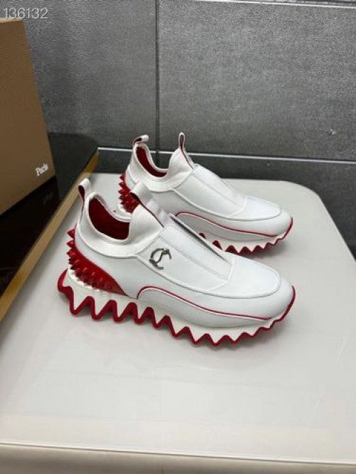 CHRISTIAN LOUBOTIN SHARKYLOUB SPIKE CALF LEATHER WHITE PREMIUM SNEAKER