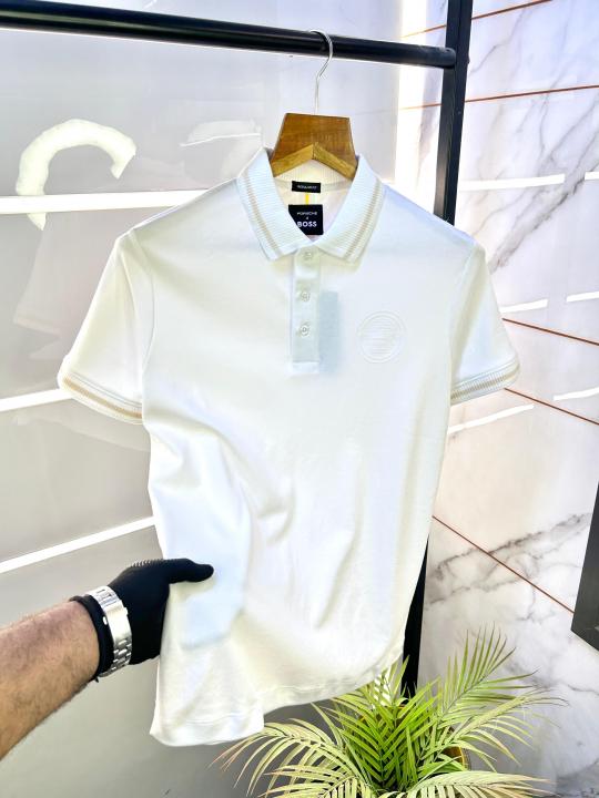 Sale Boss x Porsche Edition White Collar Neck Premium Polo T-shirt F2643-WH