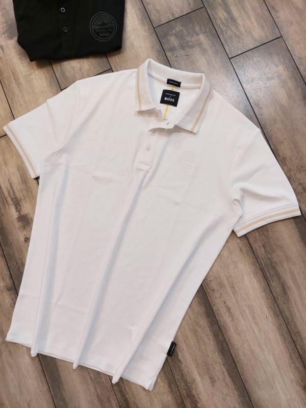 Sale Boss x Porsche Edition White Collar Neck Premium Polo T-shirt F2643-WH