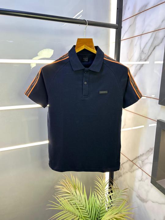 Sale Aston Martin Hacket t Navy Polo Premium Collar Neck T-shirt F2589-N1