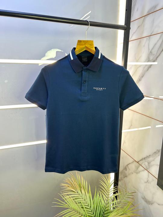 Sale Aston Martin Hacket t Navy Polo Premium Collar Neck T-shirt F2589-N2