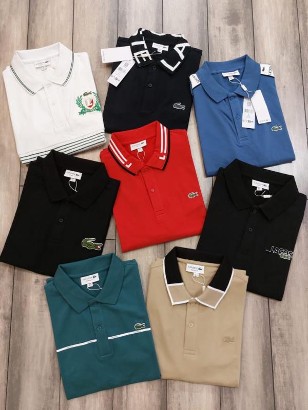 Sale Lacost e Blue Polo Premium Collar Neck T-shirt F2665-BU