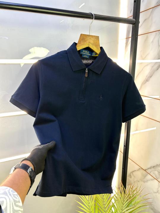 Sale Ralph_Lauren Polo Zipper Navy Premium Collar Neck T-shirt F2569-NY