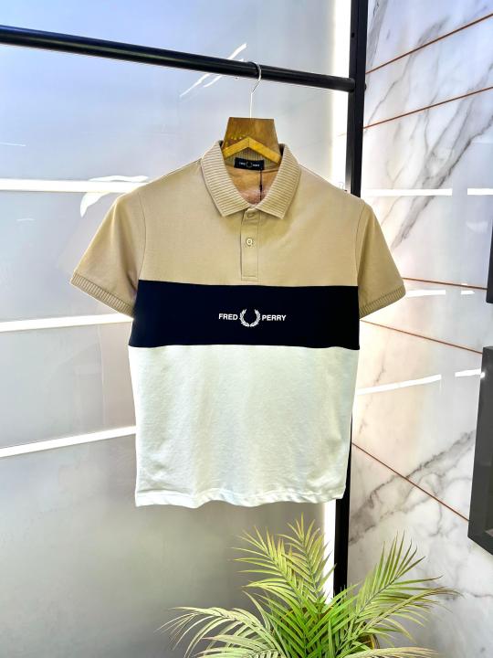 Sale Fred Perry Beige Polo Premium Collar Neck T-shirt F2636-BE