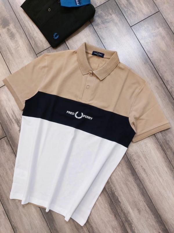 Sale Fred Perry Beige Polo Premium Collar Neck T-shirt F2636-BE