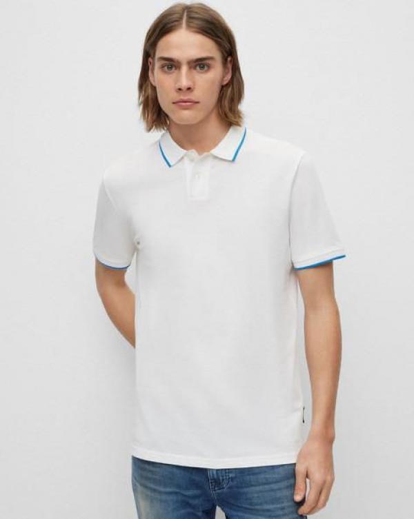Sale Hugo_Boss White Polo Premium Collar Neck T-shirt F2651-W1