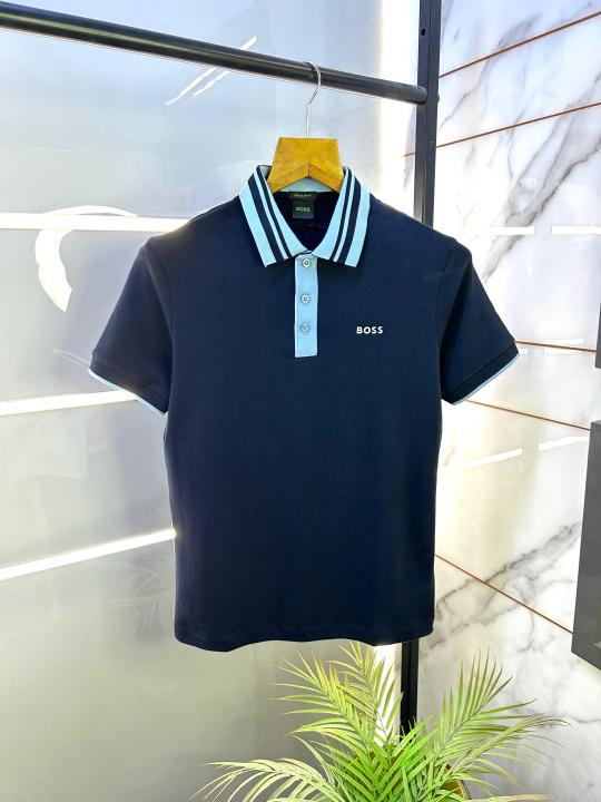 Sale Hugo_Boss Navy Polo Premium Collar Neck T-shirt F2651-N2