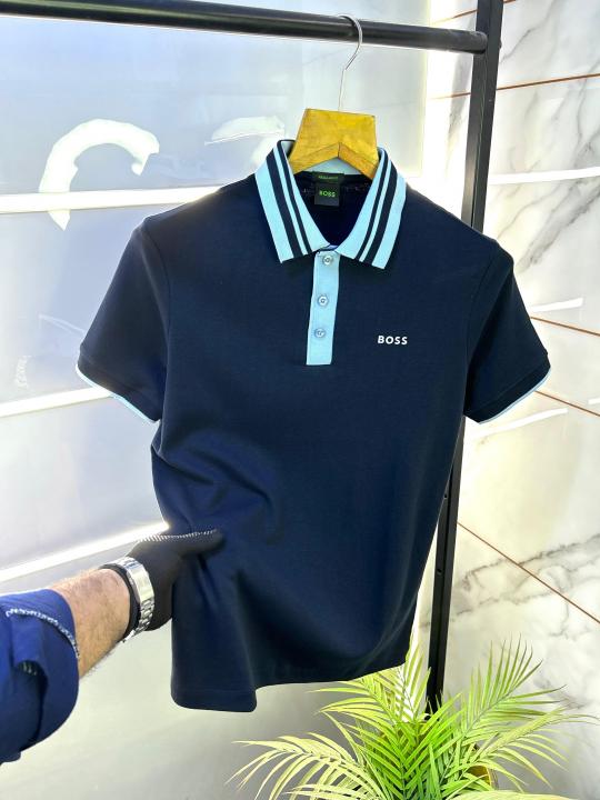 Sale Hugo_Boss Navy Polo Premium Collar Neck T-shirt F2651-N2
