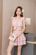 Br Women Short Skirt & Top Button Peach SB163-PH