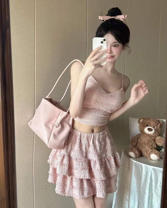 Women Br Skirt With Top Peach SB164-PH