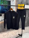 Versace Imported Black Front Logo Printed Very Premium Full Sleeves Tracksuit Mr108