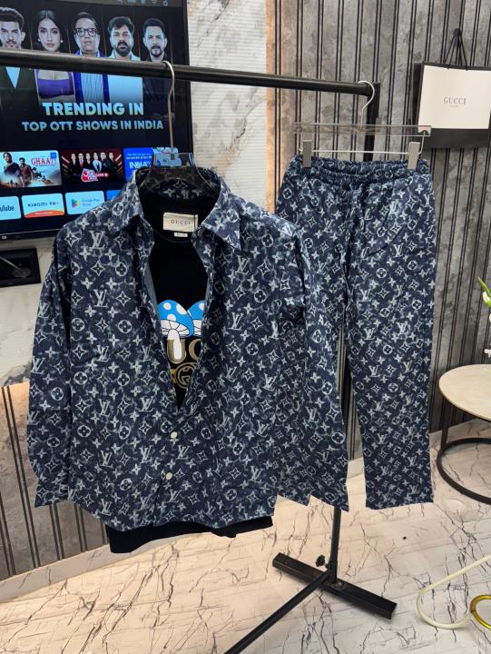 Louis Vuitton Imported All Over Monogram Denim Fabric Very Premium Full Cord Set MR161