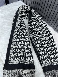Michael Kors Mk4 Black White Woollen Scarf With Plain Ziplock Polybag