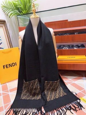 Fendi Ff2 Woollen Unisex Muffler With Plain Ziplock Bag