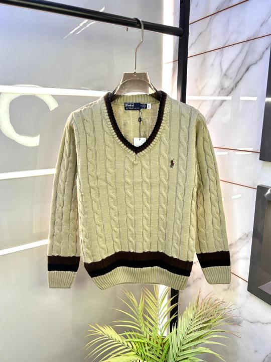 Ralph_Lauren Beige Imported knitted Super Premium Pullovers F3181-BE1