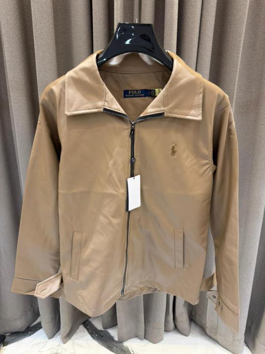 Ralph_Lauren Chest Logo Leather Jacket Camel Brown